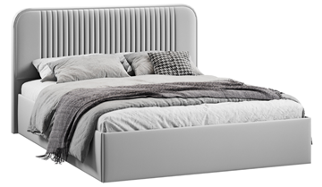 Кровать в спальню с подъемным механизмом с заглушиной Тиффани тип 1 (Микровелюр Confetti Silver) в Магадане