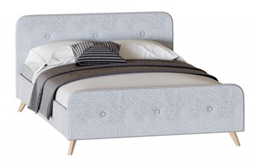 Кровать двуспальная Мебельград Сиерра 1600 (с подъемным механизмом и коробом) Аура серый в Магадане