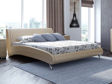 Двуспальная кровать Corso-2 180х200, Экокожа (Бежевый перламутр) в Магадане