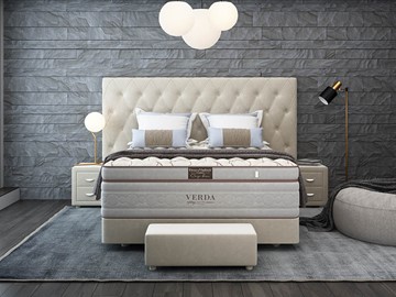 Кровать спальная Luxe/Podium M 160х200, Флок (Велсофт Бежевый) в Магадане