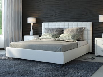 Двуспальная кровать Corso-3 160х200, Экокожа (Белый) в Магадане
