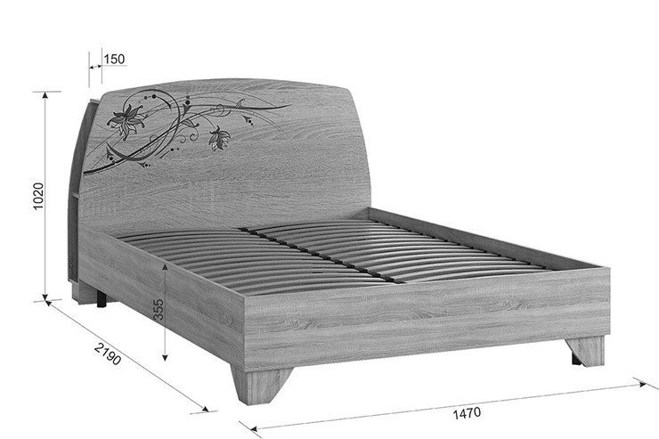 Кровать 1.5-спальная Виктория-1 1.4, Дуб сонома в Магадане - изображение 4