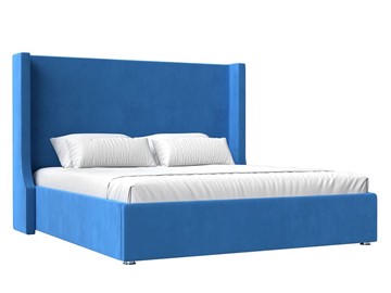 Двуспальная кровать с механизмом Ларго 160, Голубой (Велюр) в Магадане