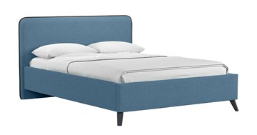 Кровать с подъемным механизмом Миа, 140 Bravo blue (светло-синий) / кант Лайт 10 Велюр (коричневый) + кроватное дно в Магадане