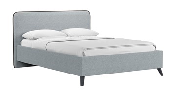 Кровать с подъемным механизмом Миа, 140 Bravo grey (серый) / кант Лайт 10 Велюр (коричневый) + кроватное дно в Магадане