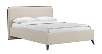 Кровать с подъемным механизмом Миа, 140 Bravo white (светло-бежевый) / кант Лайт 10 Велюр (коричневый) + кроватное дно в Магадане