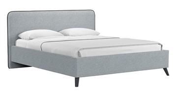 Кровать с подъемным механизмом Миа, 160 Bravo grey (серый) / кант Лайт 10 Велюр (коричневый) + кроватное дно в Магадане