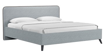 Двуспальная кровать с механизмом Миа, 180 Bravo grey (серый) / кант Лайт 10 Велюр (коричневый) + кроватное дно в Магадане