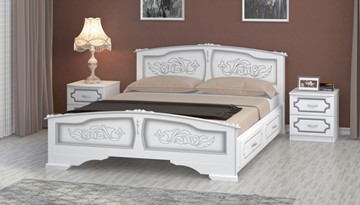 Кровать с выкатными ящиками Елена (Белый Жемчуг) 160х200 в Магадане