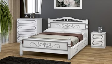 Кровать с выкатными ящиками Карина-5 (Белый Жемчуг) 160х200 в Магадане