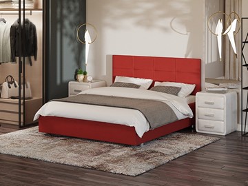 Кровать с мягкой спинкой Neo 160х200, Велюр (Forest 13 Красный) в Магадане