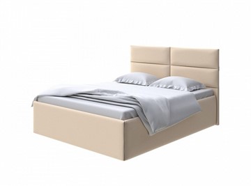 Кровать полутороспальная  спальная Clever 140х200 без кроватного основания Экокожа (Бежевый) в Магадане