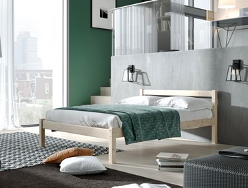 Кровать 1-спальная Мебельград Рино с опорными брусками 90х200 массив сосны, без покрытия в Магадане