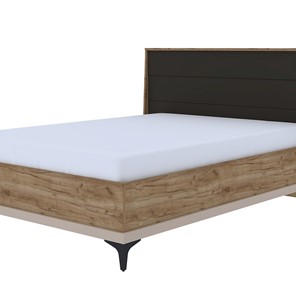 Кровать полутороспальная Кара 10 со стационарным основанием (1400) (Дуб Табачный Craft/Велюр) в Магадане
