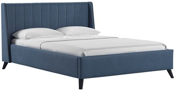 Спальная кровать Мелисса 140, арт. Тори 83 велюр (серо-синий) + кроватное дно в Магадане