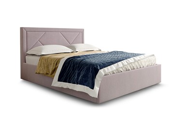 Кровать с основанием Сиеста1600, Велюр Альба розовый в Магадане