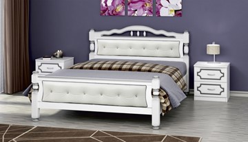 Кровать 2-спальная Карина-11 (Белый Жемчуг, светлая обивка) 160х200 в Магадане