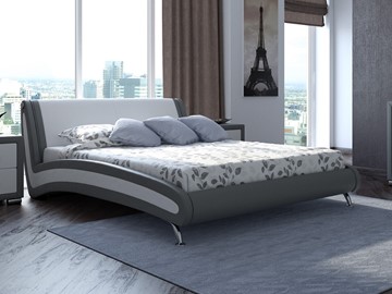 Кровать Corso-2 160х200, Экокожа (Серый с белым) в Магадане