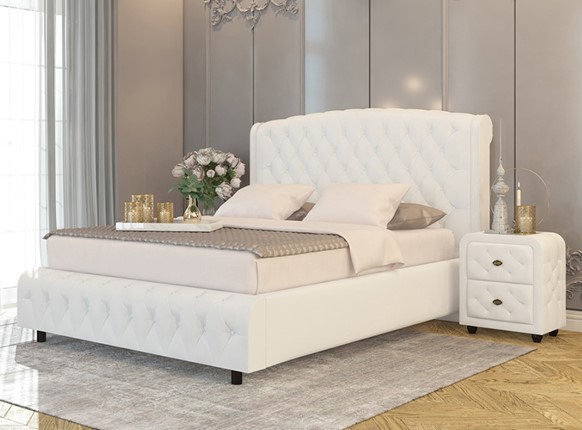 Спальная кровать Salvatore Grand 140x200, Экокожа (Белый) в Магадане - изображение