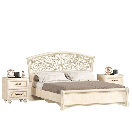 Гарнитур в спальню Александрия, кровать, 2 тумбочки, Ленто в Магадане - изображение