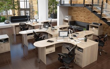 Комплект офисной мебели SIMPLE с эргономичными столами и тумбами в Магадане - предосмотр