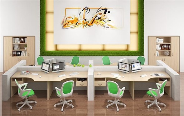 Мебель для персонала SIMPLE с эргономичными столами и шкафом в Магадане - изображение