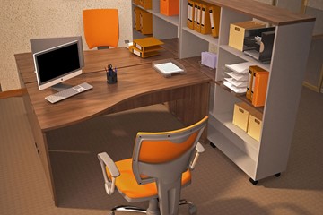 Комплект офисной мебели Милан для 2 сотрудников со стеллажом в Магадане