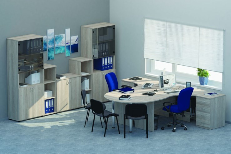 Комплект офисной мебели Twin для 2 сотрудников с совмещенными столами в Магадане - изображение