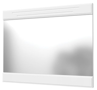 Навесное зеркало Олимп с декоративными планками (белый) в Магадане