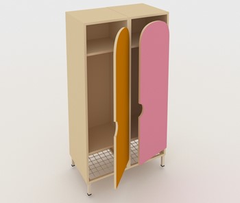 Детский 2-дверный шкаф ШГС2 Беж + Розовый+Оражневый в Магадане