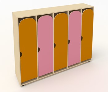 Распашной шкаф ШГ5У Беж+Оранжевый+Розовый в Магадане