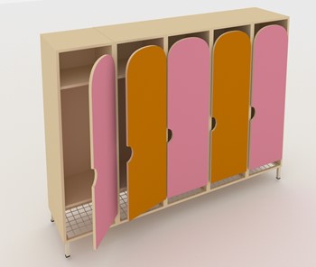 Шкаф детский ШГС5 Беж +Оранжевый + Розовый в Магадане