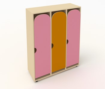 Детский шкаф МГрупп ШГ3 Беж+Розовый+Оранжевый в Магадане