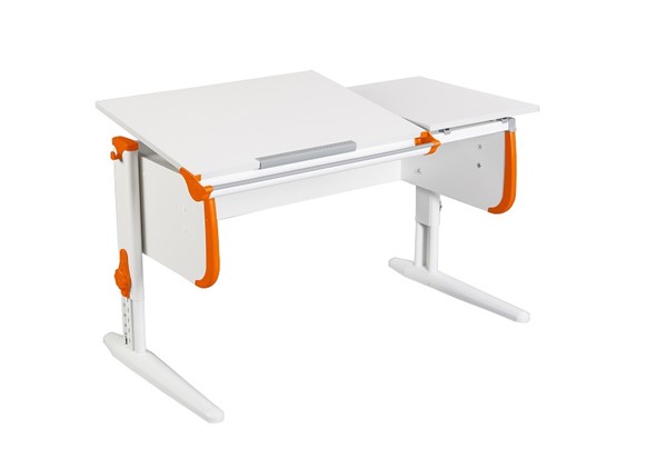 Детский стол-трансформер 1/75-40 (СУТ.25) белый/белый/Оранжевый в Магадане - изображение