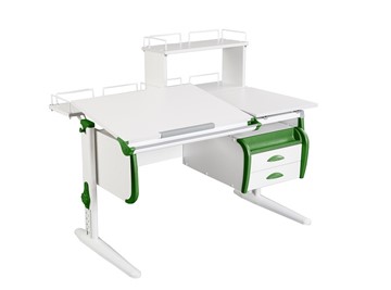 Детский стол-трансформер 1/75-40 (СУТ.25) + Tumba 3 + Polka_z 1/600 + Polka_zz 1/600 белый/белый/Зеленый в Магадане