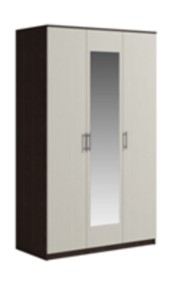Шкаф 3 двери Светлана, с зеркалом, венге/дуб молочный в Магадане