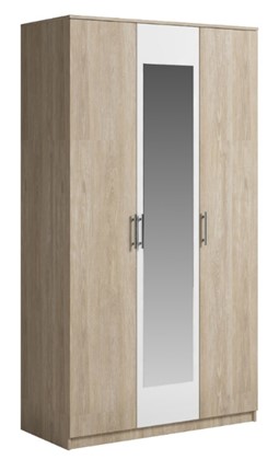 Шкаф 3 двери Светлана, с зеркалом, белый/дуб сонома в Магадане - изображение