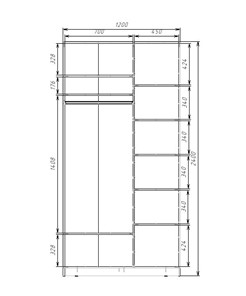Шкаф 2-х дверный 2400х1200х620 с одним зеркалом ХИТ 24-12-15 Венге Аруба в Магадане - предосмотр 2