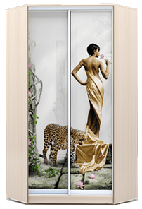 Шкаф 2300х1103, ХИТ У-23-4-77-03, Девушка с леопардом, дуб млечный в Магадане