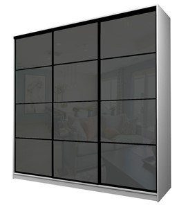 Шкаф 3-х створчатый MAX МШ-25-6-24/2-222, Профиль Черный/Цвет Белый/Oraclal темно-серый в Магадане