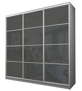 Шкаф 3-х дверный MAX МШ-27-6-27-222, Профиль Белый/Цвет Серый/с темно-серой пленкой Oracal в Магадане