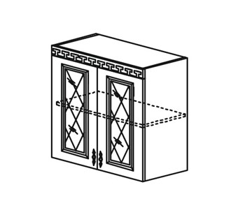 Кухонный шкаф Марибель Веста настенный двухдверный с полкой со вставкой из стекла 718*800*323мм в Магадане