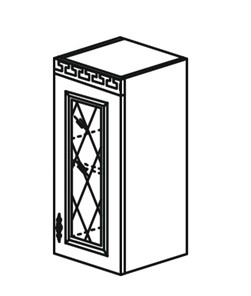 Шкаф кухонный Марибель Веста настенный однодверный с полкой со вставкой из стекла 718*400*323мм в Магадане