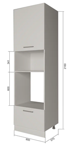 Кухонный шкаф-пенал П7 3, МДФ Розовый шагрень/Белый в Магадане