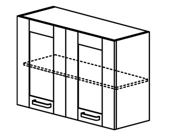 Шкаф на кухню Квадро настенный двухдверный с полкой 718*800*320 мм в Магадане