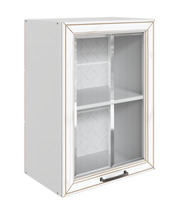 Кухонный шкаф Атланта L500 Н720 (1 дв. рам.) эмаль (белый/белый глянец патина золото) в Магадане