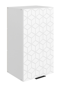 Кухонный навесной шкаф Стоун L400 Н720 (1 дв. гл.) с фрезировкой (белый/джелато софттач) в Магадане