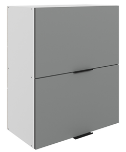 Навесной кухонный шкаф Стоун L600 Н720 (2 дв. гл. гориз.) (белый/оникс софттач) в Магадане