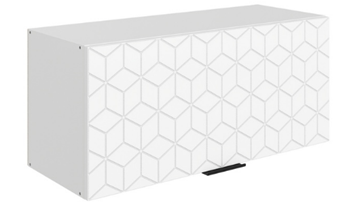 Кухонный навесной шкаф Стоун L800 Н360 (1 дв. гл.) с фрезировкой (белый/джелато софттач) в Магадане