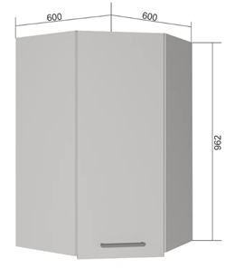 Угловой шкаф на кухню ВУ9, МДФ Грей/Белый в Магадане